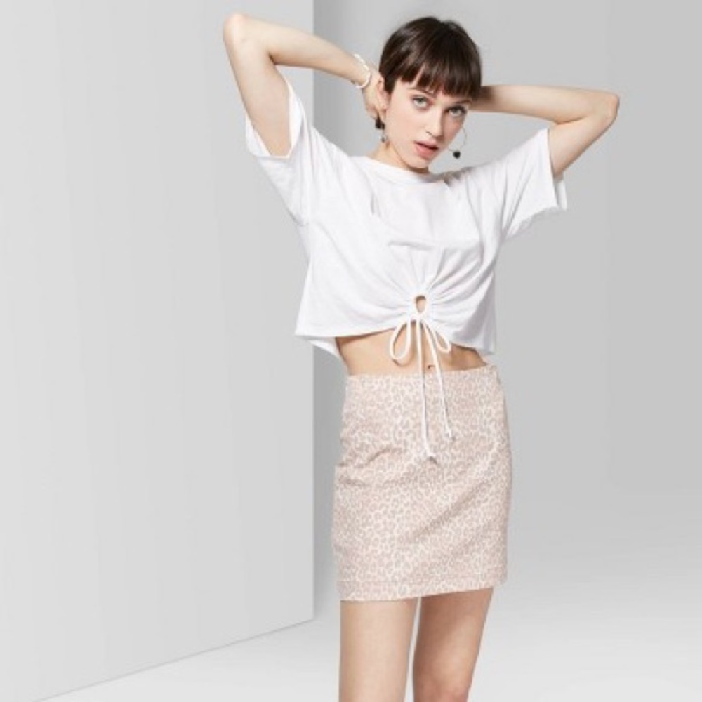 Light Pink Leopard Mini Skirt - Picture 3 of 4